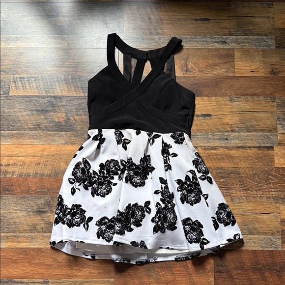 Crystal Doll Black and White Floral Dress - Picture 1 of 3